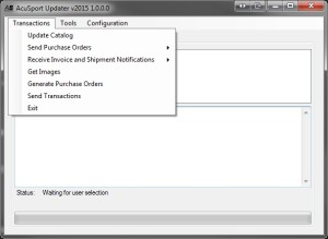The AcuSport Updater Transaction Tab Options